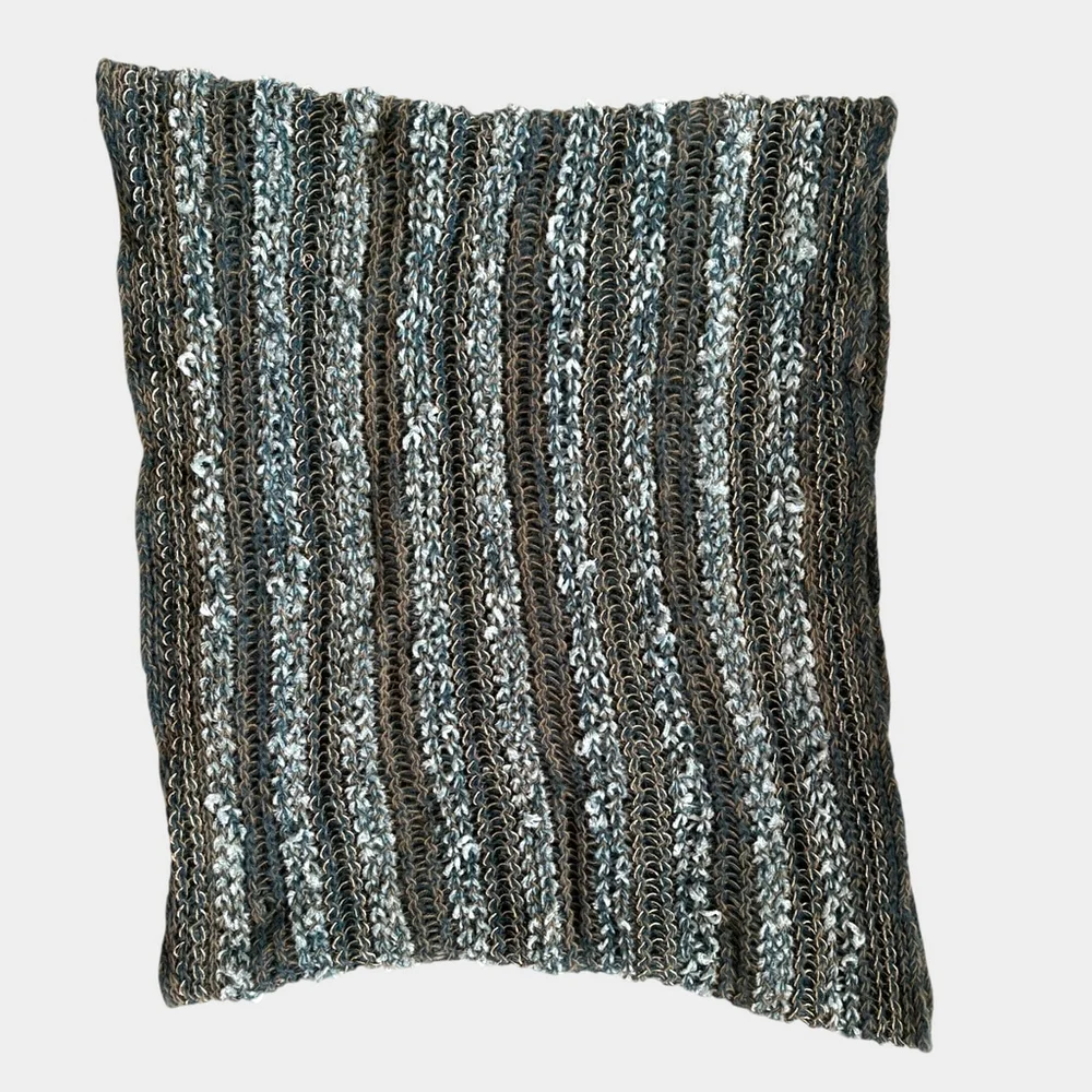 Blue Gold Stripe Chunky Knit Infinity Scarf